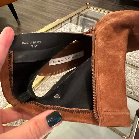 🥳 Diane Von Furstenberg Suede Open Toe Dress Bootie - Picture 6 of 9